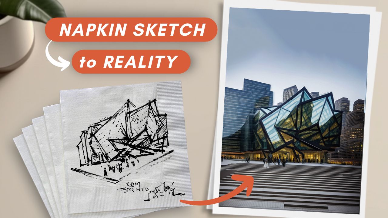 How I Created Realistic Render from Famous Napkin Sketches (using AI)